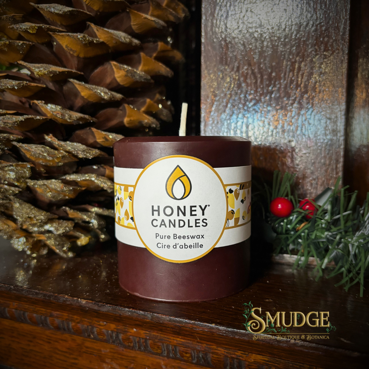 3" Pillar Candle Brown Beeswax