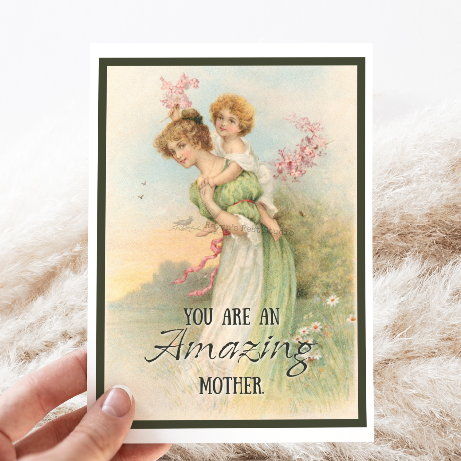 Mother's Day Card. You Are an Amazing Mother. Vintage Style.