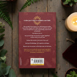 Back cover of a book with text and a barcode on a red background
