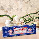 100g Nag Champa Incense box with home background