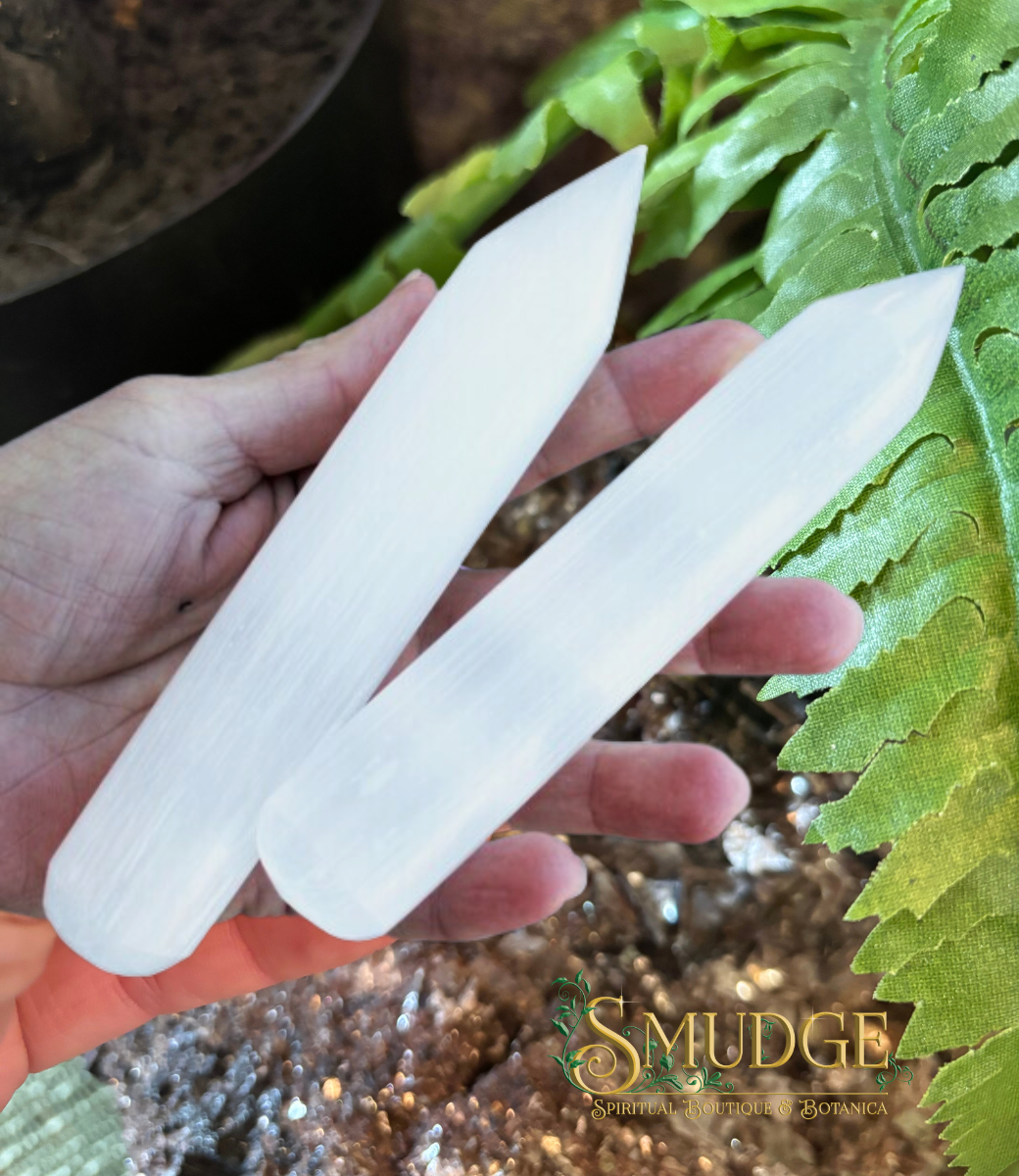 Selenite Pointed Massage Wand 6"