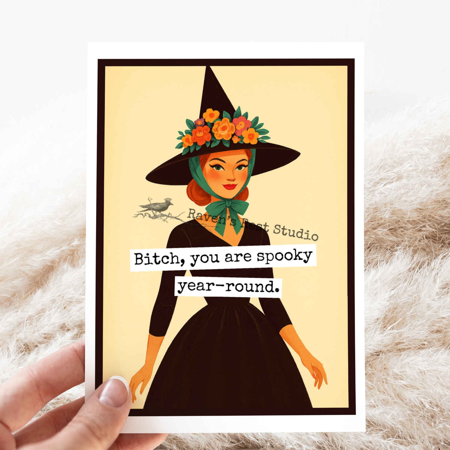 Halloween Card. Vintage Postcard Style. SPOOKY Year-Round.