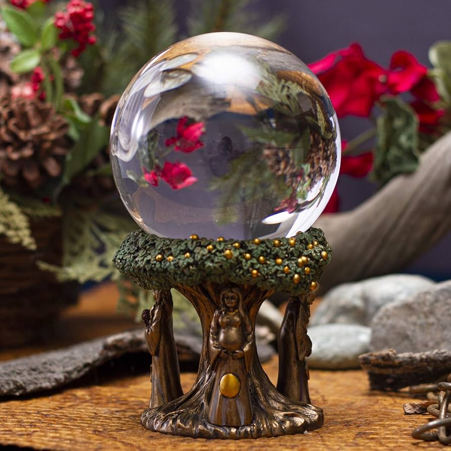 Mother Maiden Crone Gold Tree Gazing Ball