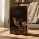 Book cover of 'Beyond Codependency' by Melody Beattie with a hummingbird illustration on a dark background.