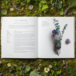 Floral arrangement with text on a white background