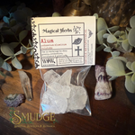 A bag of Alum potassium aluminum sulphate in a bag on a wooden table.