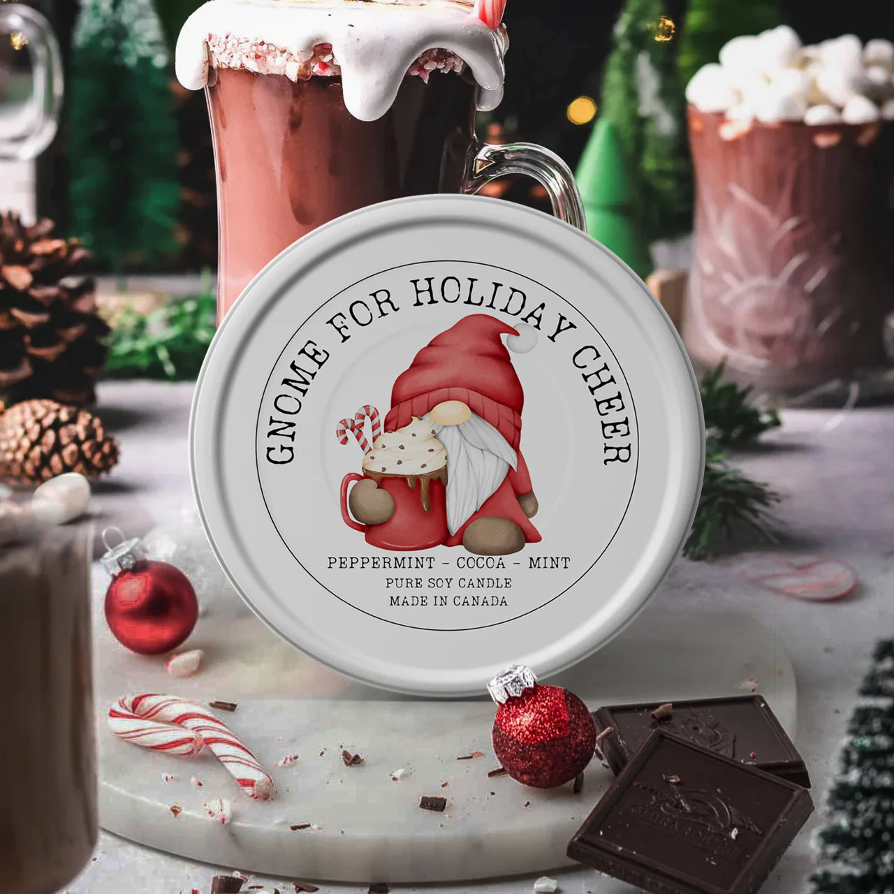 Gnome For the Holiday Cheer - Peppermint Cocoa Mint Candle