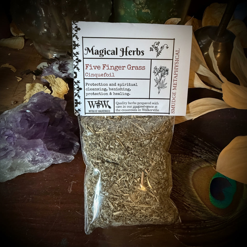 Packaged herbs with a label on a wooden surface with decorative elements