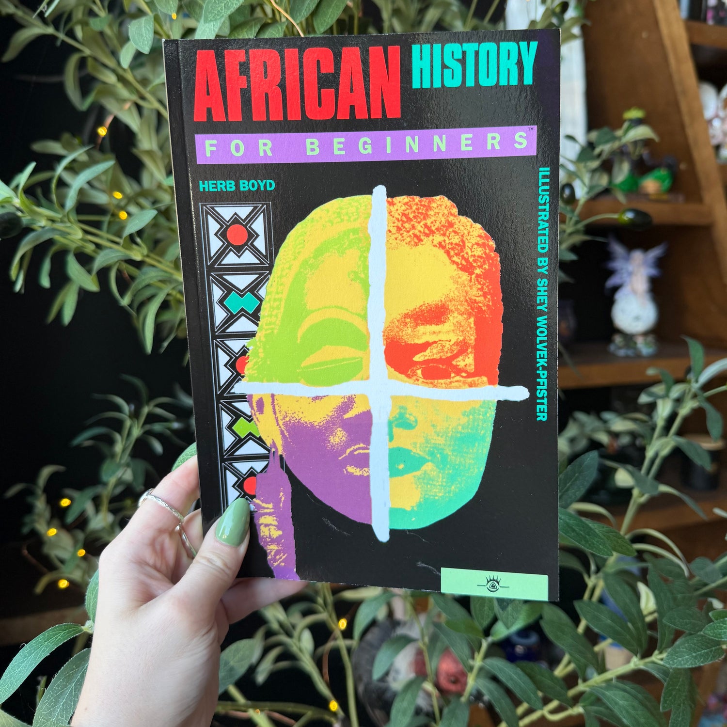 African History For Beginners Book Held Up With a Herbal Background