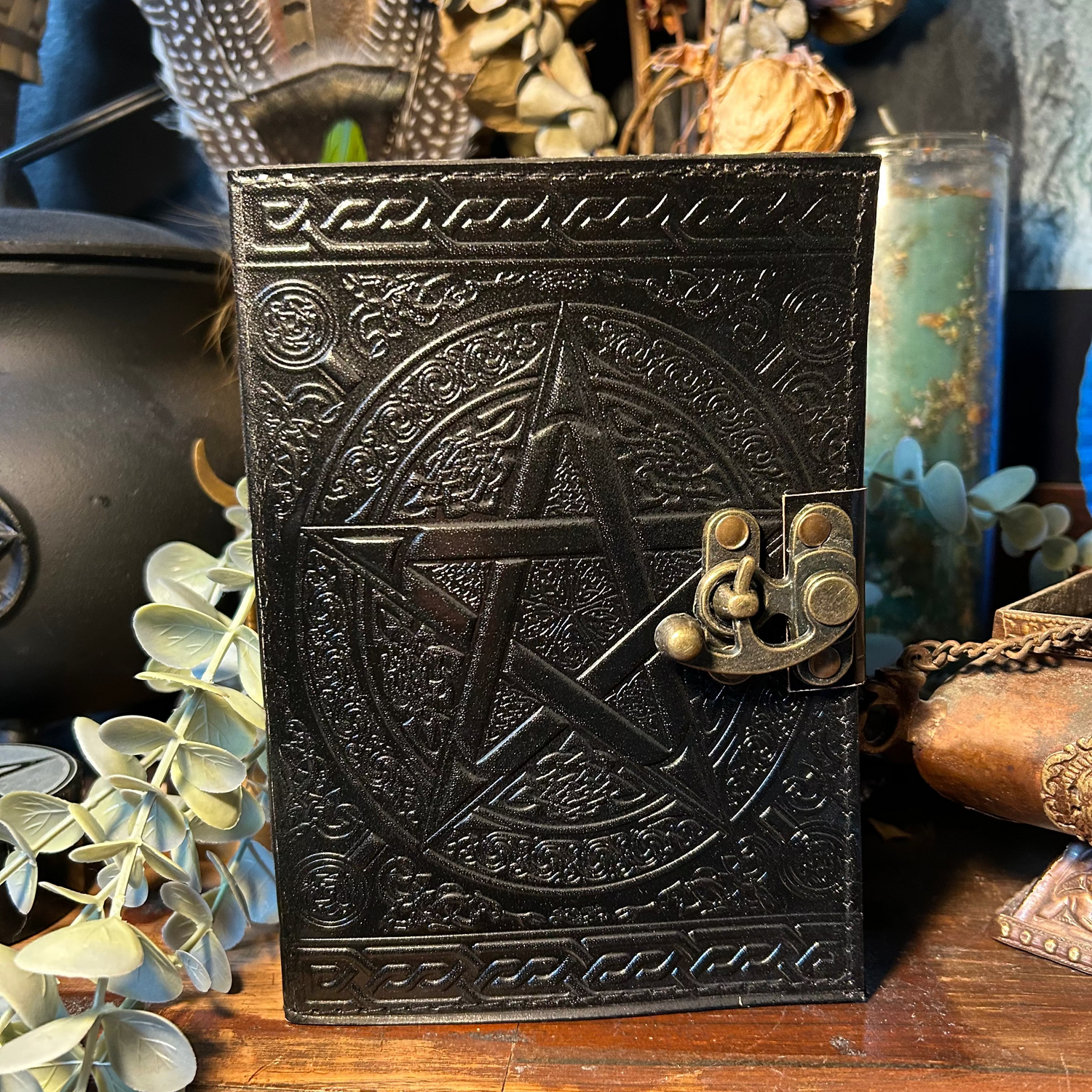 Black Pentacle Leather Journal
