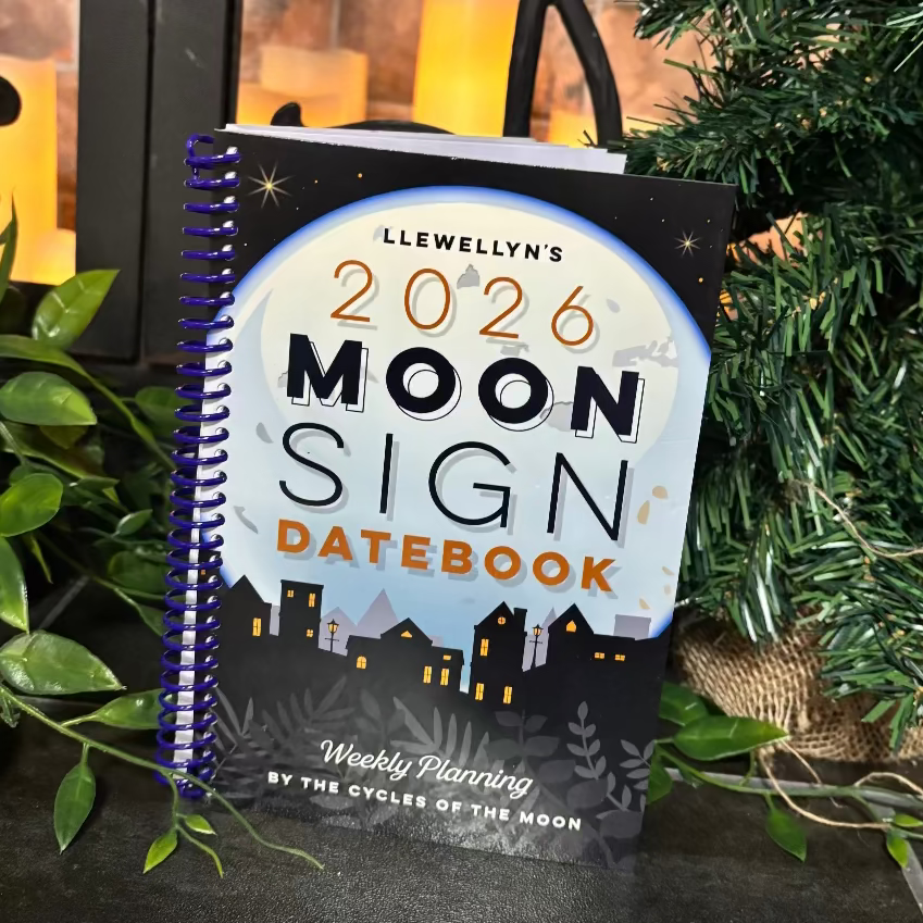 2026 Moon Sign Datebook with decorative elements on a surface
