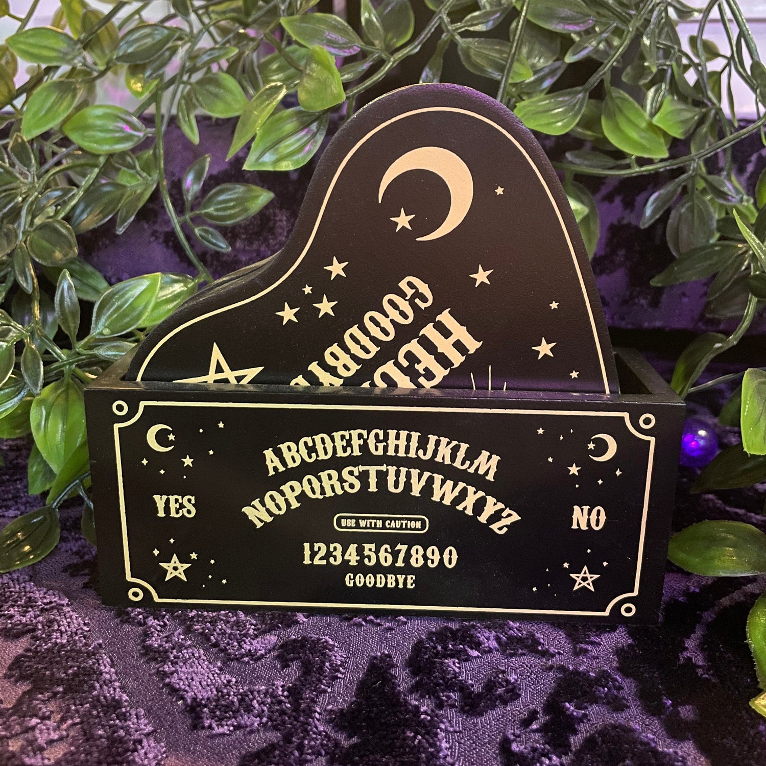 Black and Gold Talking Board Planchette Coaster Set