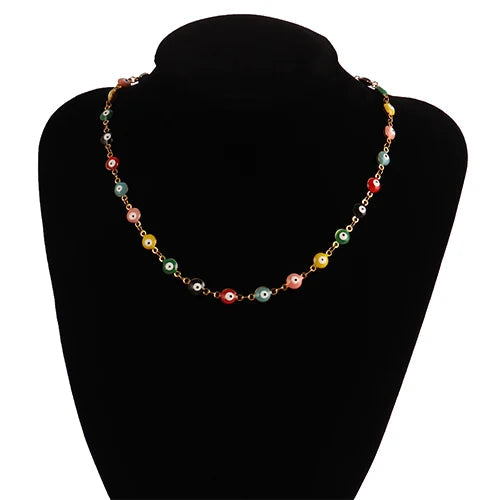 Evil Eye Necklace - enamel & gold