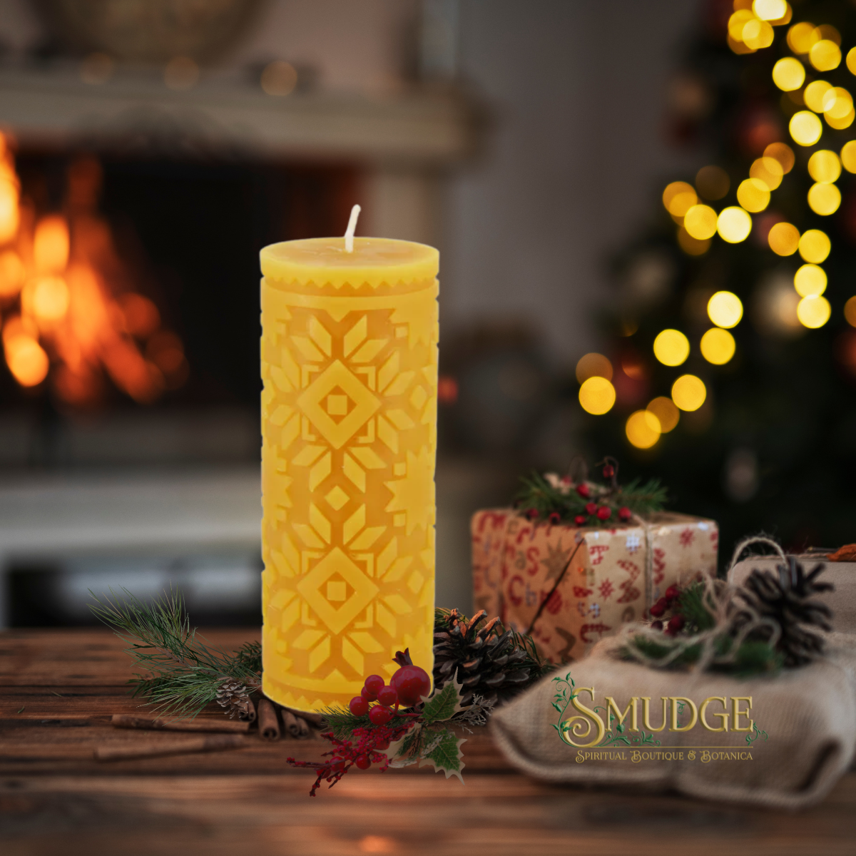 Wintermark Beeswax Pillar Candle