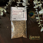 Packaged herbs labeled 'Magical Herbs' with a 'Smudge' brand logo on a wooden surface.