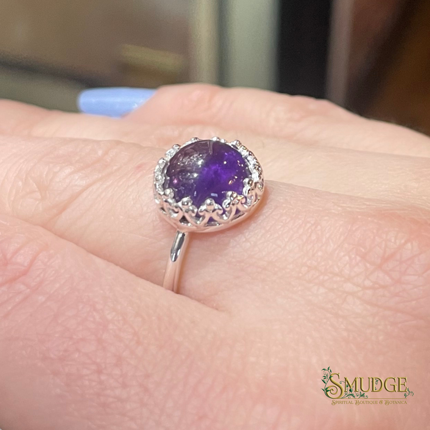Amethyst Crown Ring 925 Silver (size 6)