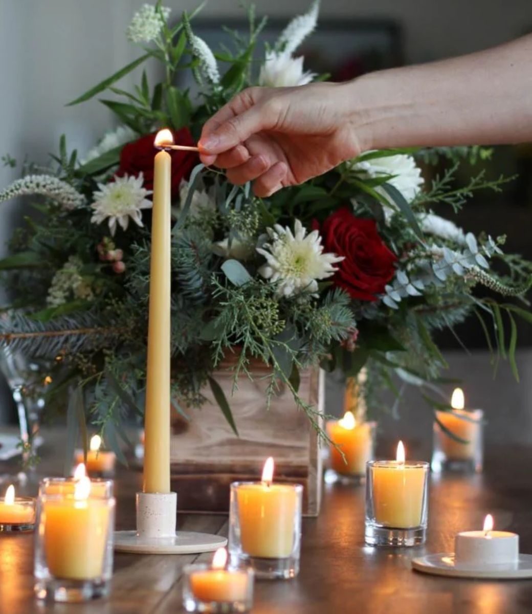 Beeswax Taper Candles 12 Inch Pair
