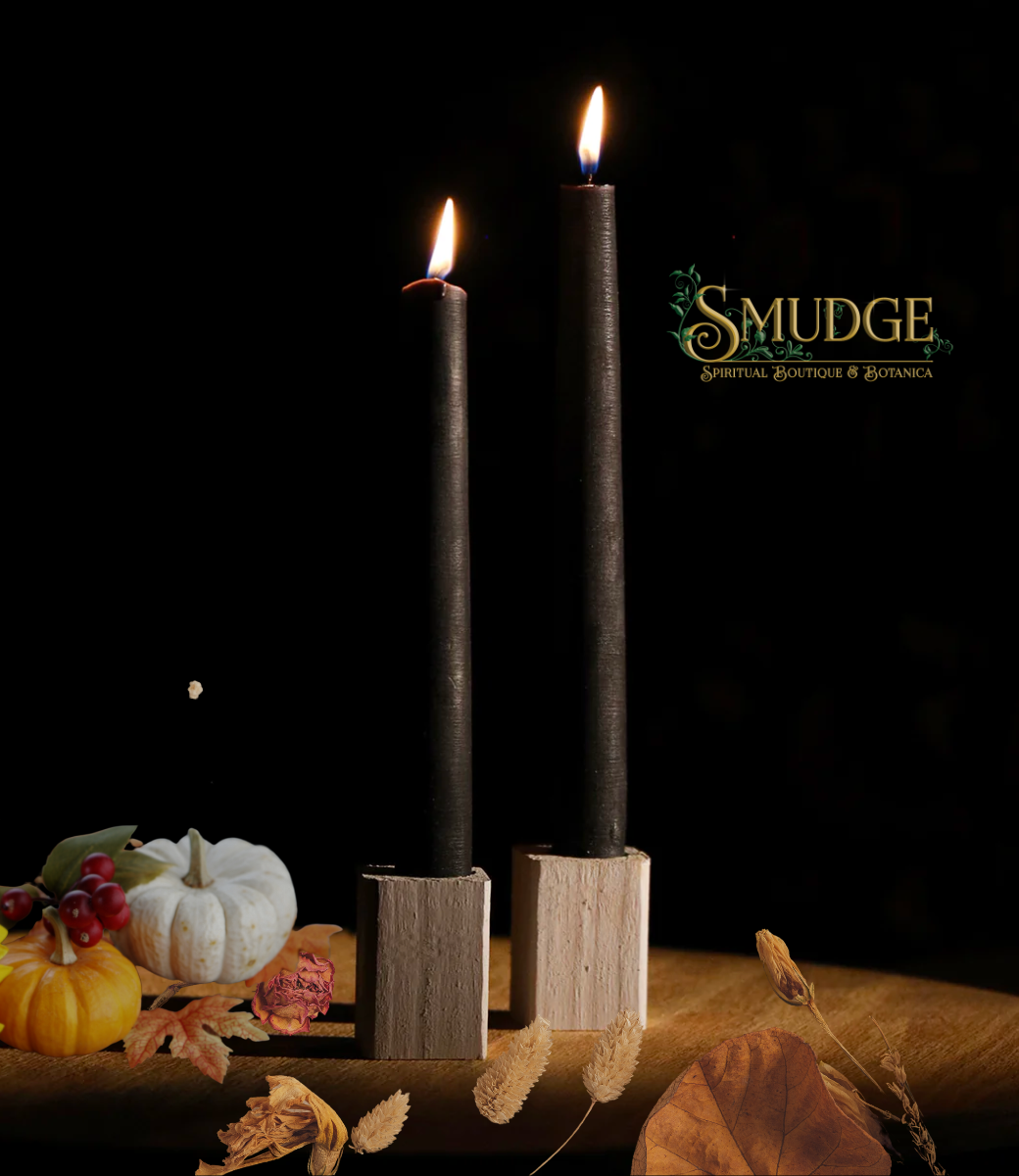 Beeswax Black Base Candlestick 9"