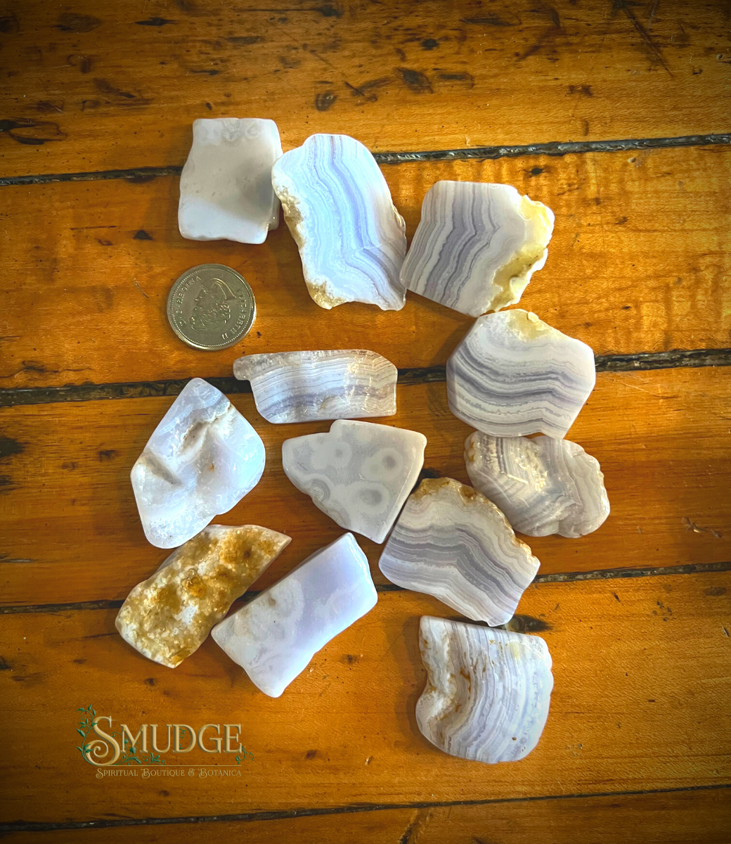 Blue Lace Agate polished slab medium