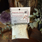 Package of cascarilla powder in a bag from Smudge Metaphysical. 