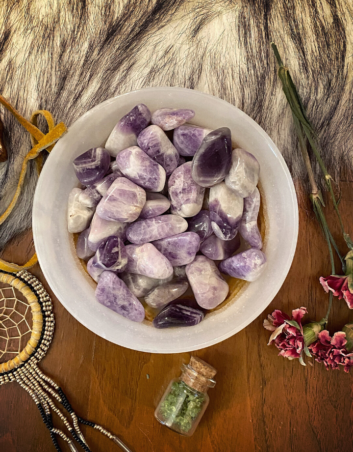 Chevron Amethyst Tumbled Medium