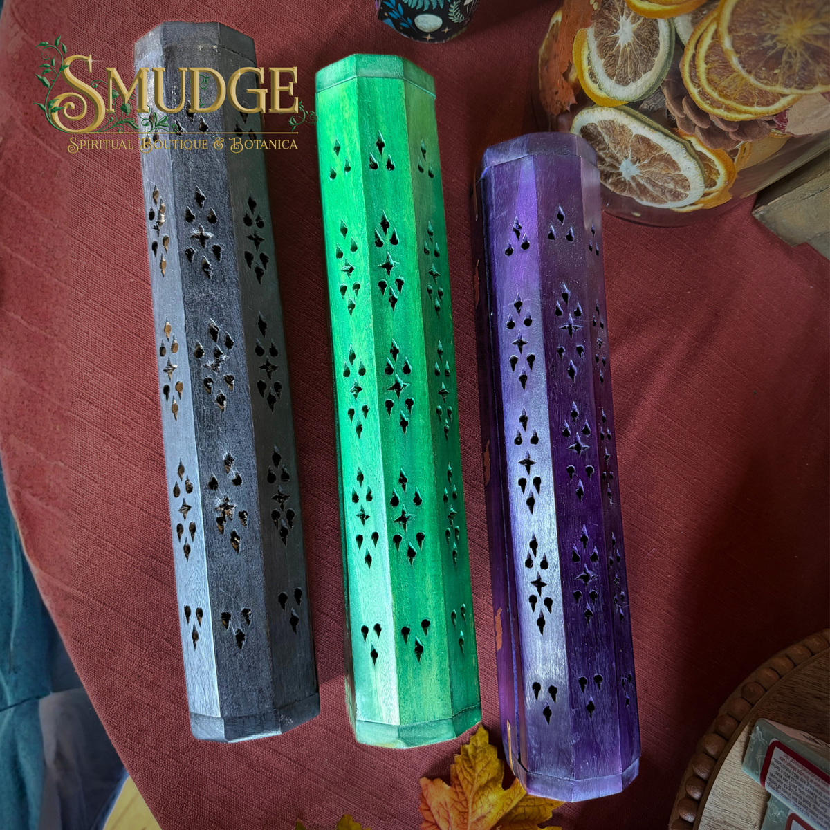 Wood Coffin Incense Box with Storage