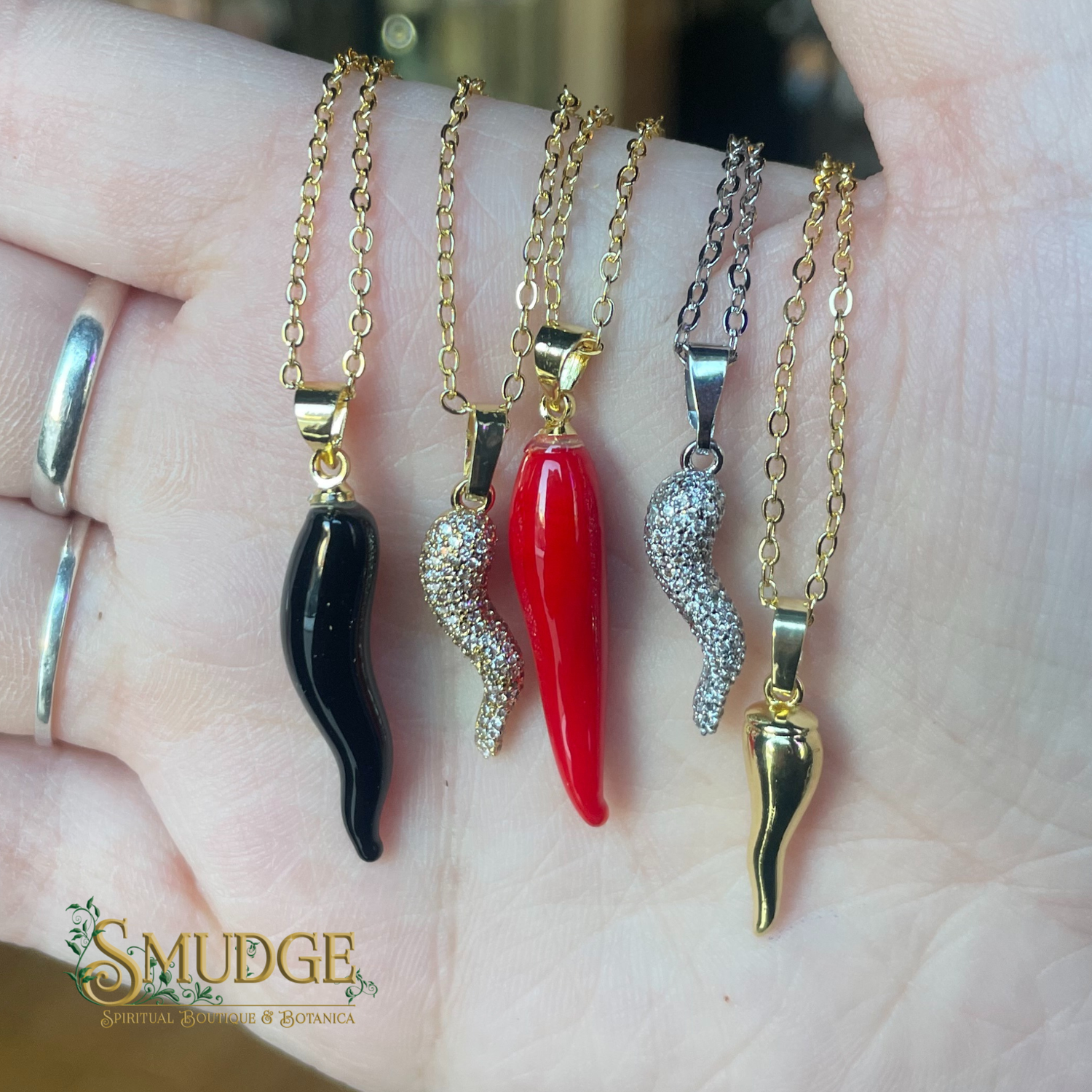 Multi-Coloured Cornicello Necklaces