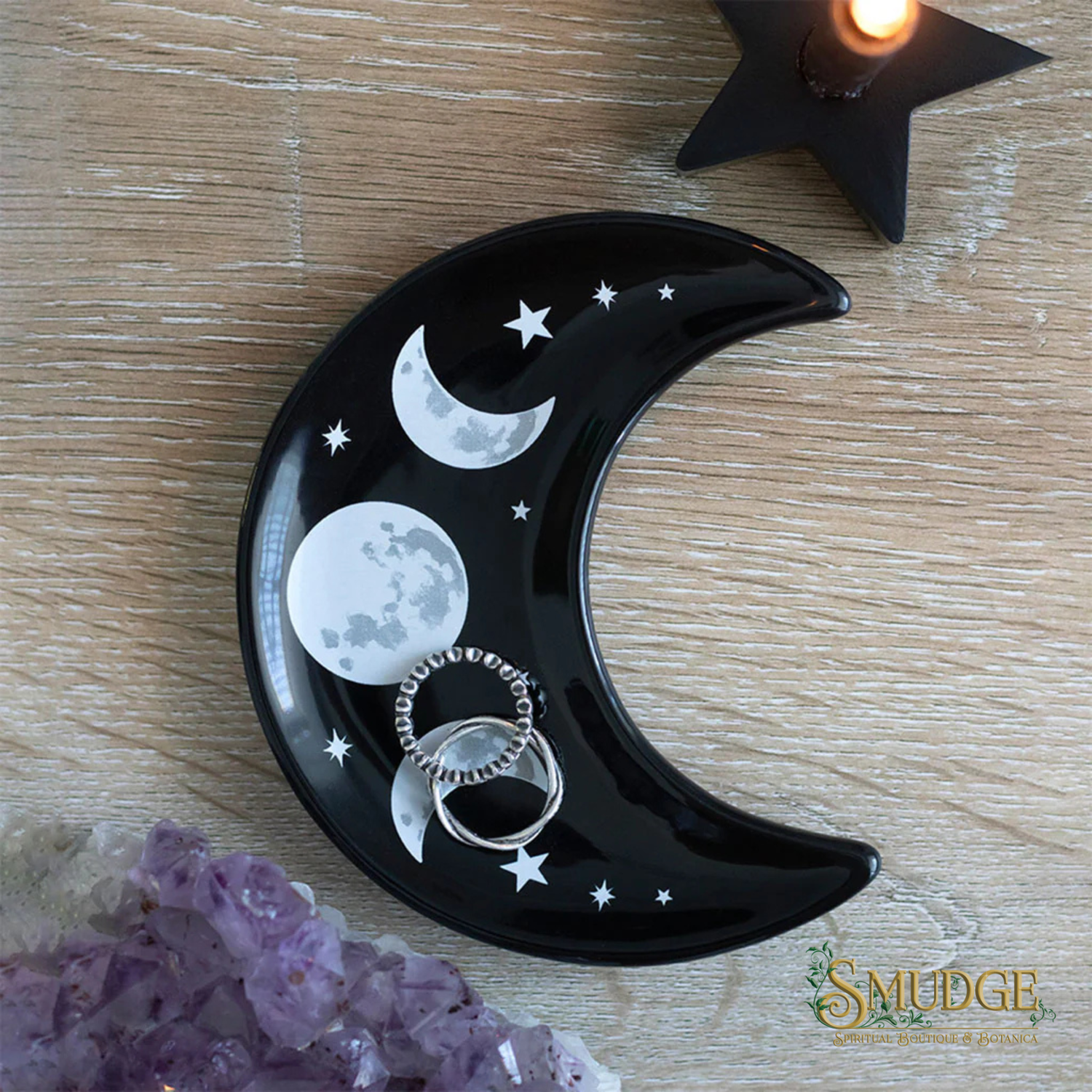 Crescent Moon Ceramic Trinket Dish