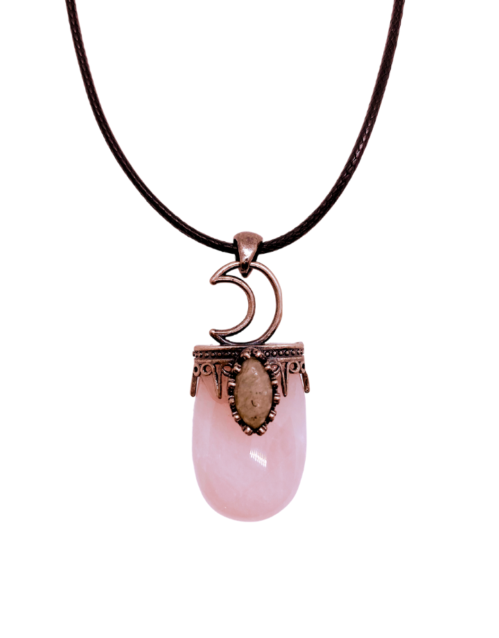 Crystal Moon Energy Necklace Rose Quartz