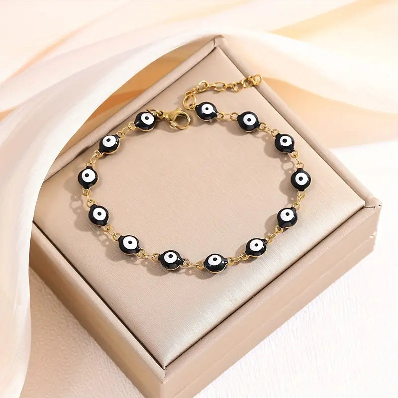 Evil Eye Bracelet - enamel & gold