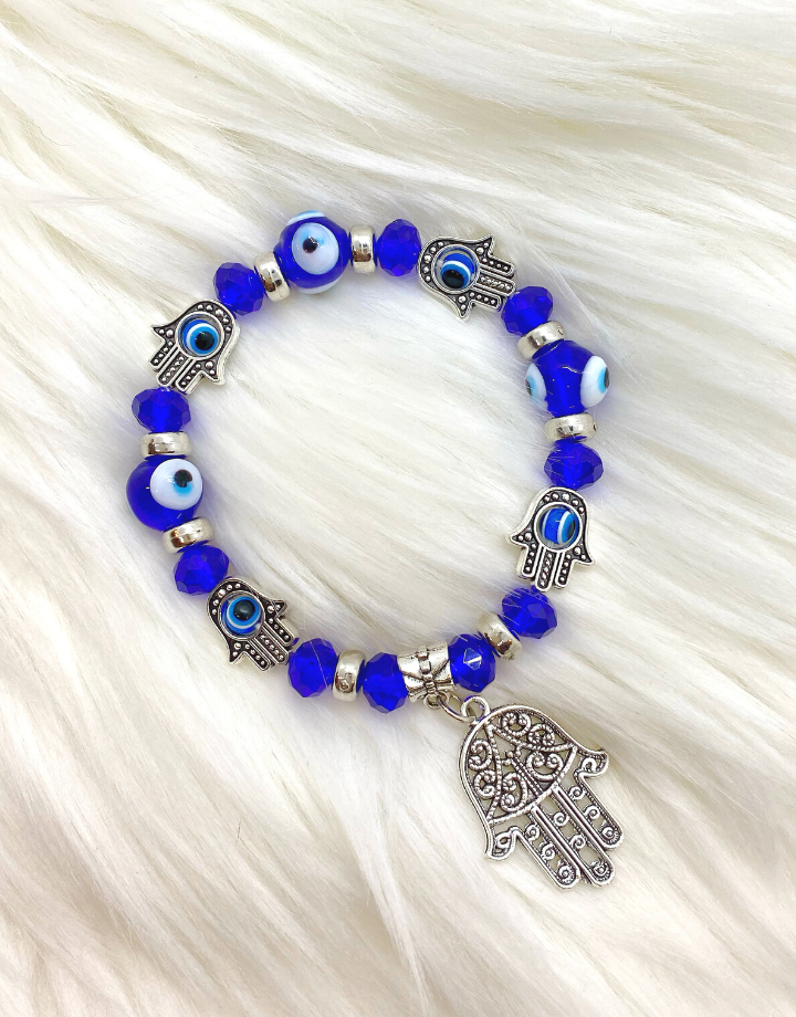 Sapphire Evil Eye & Hamsa Hand Bracelet