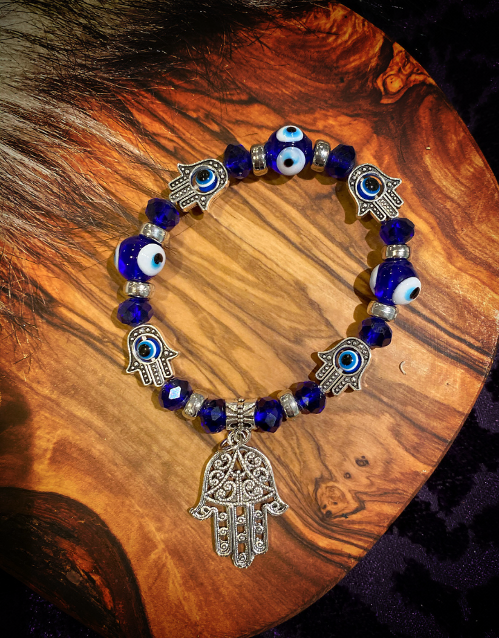 Sapphire Evil Eye & Hamsa Hand Bracelet