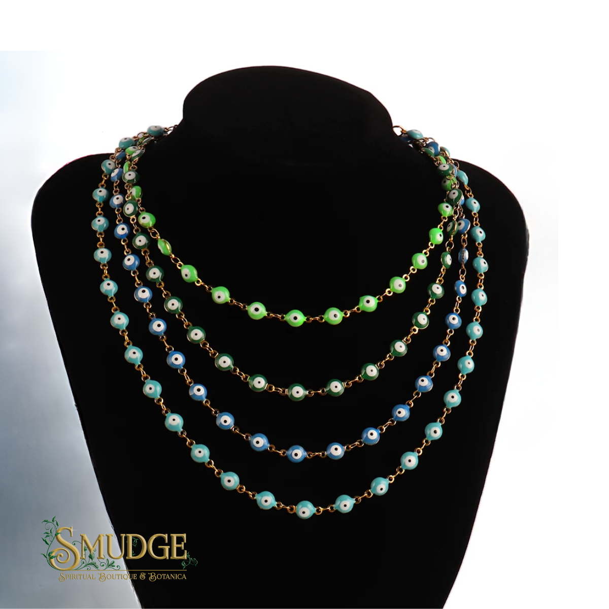 Evil Eye Necklace - enamel & gold