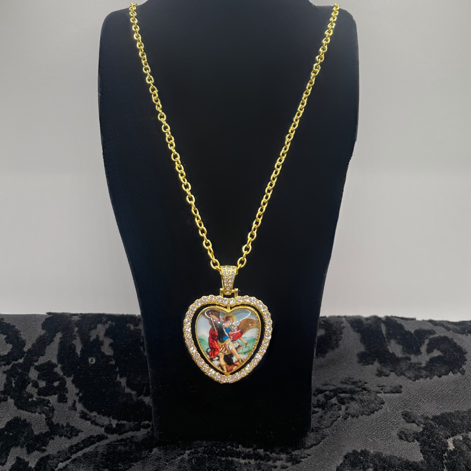 St. Michael Heart-Shaped Spinning Necklace