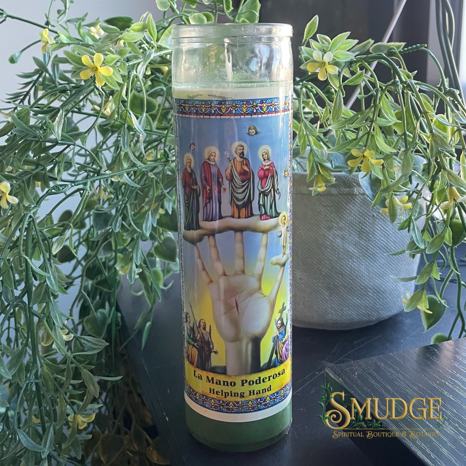 Powerful Helping Hand Prayer green 7 Day Candle