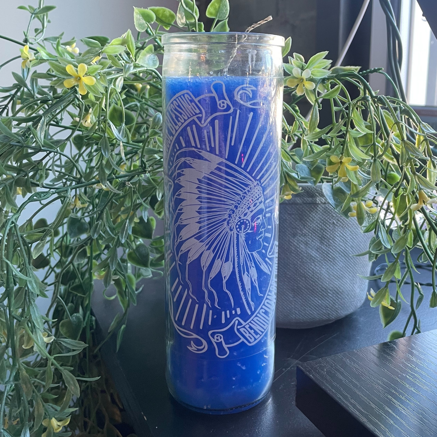 Indian House Blessing Blue 7 Day Candle