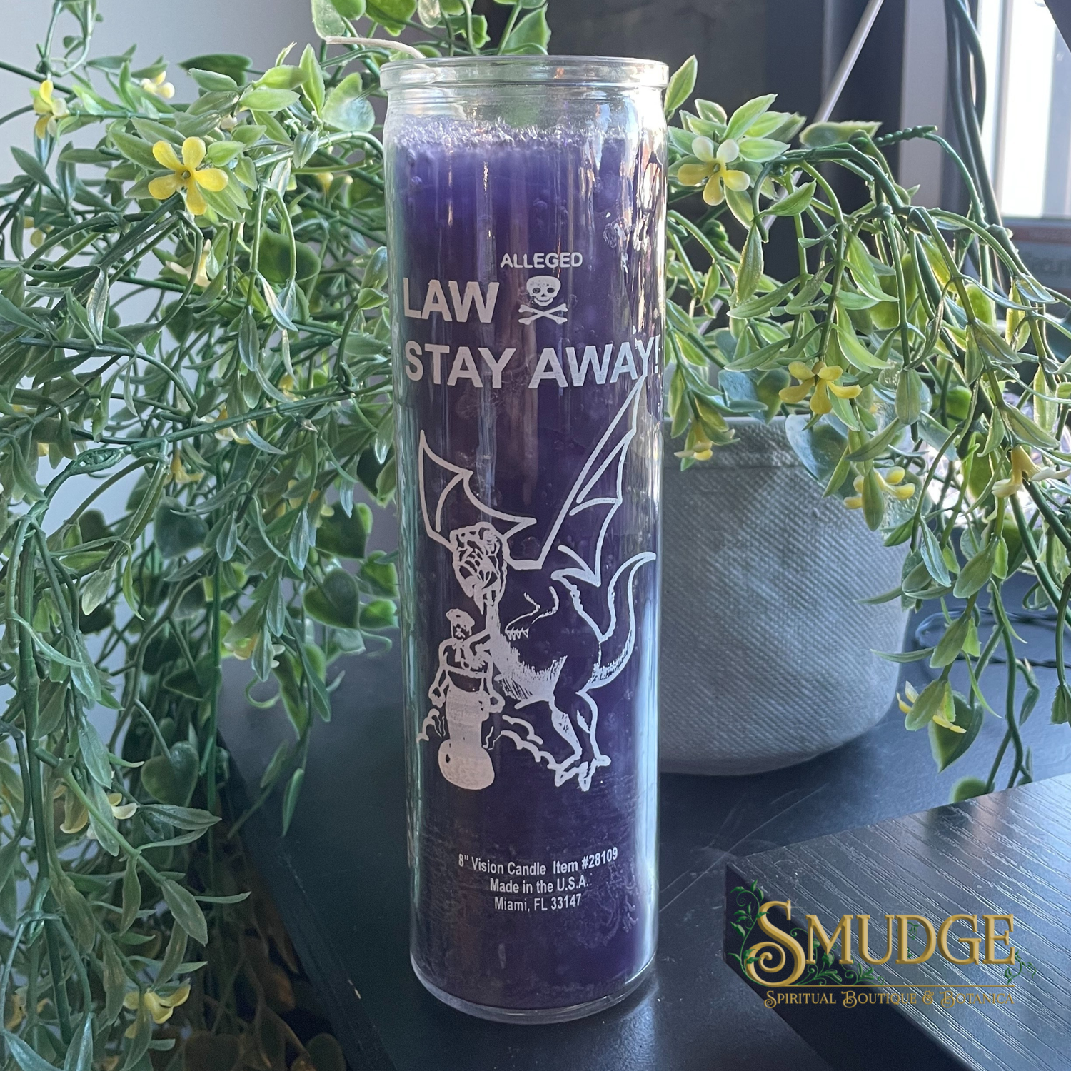 Law Stay Away purple 7 day Candle
