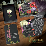 Magic from the Midnight Garden oracle deck with cards on a wooden table.