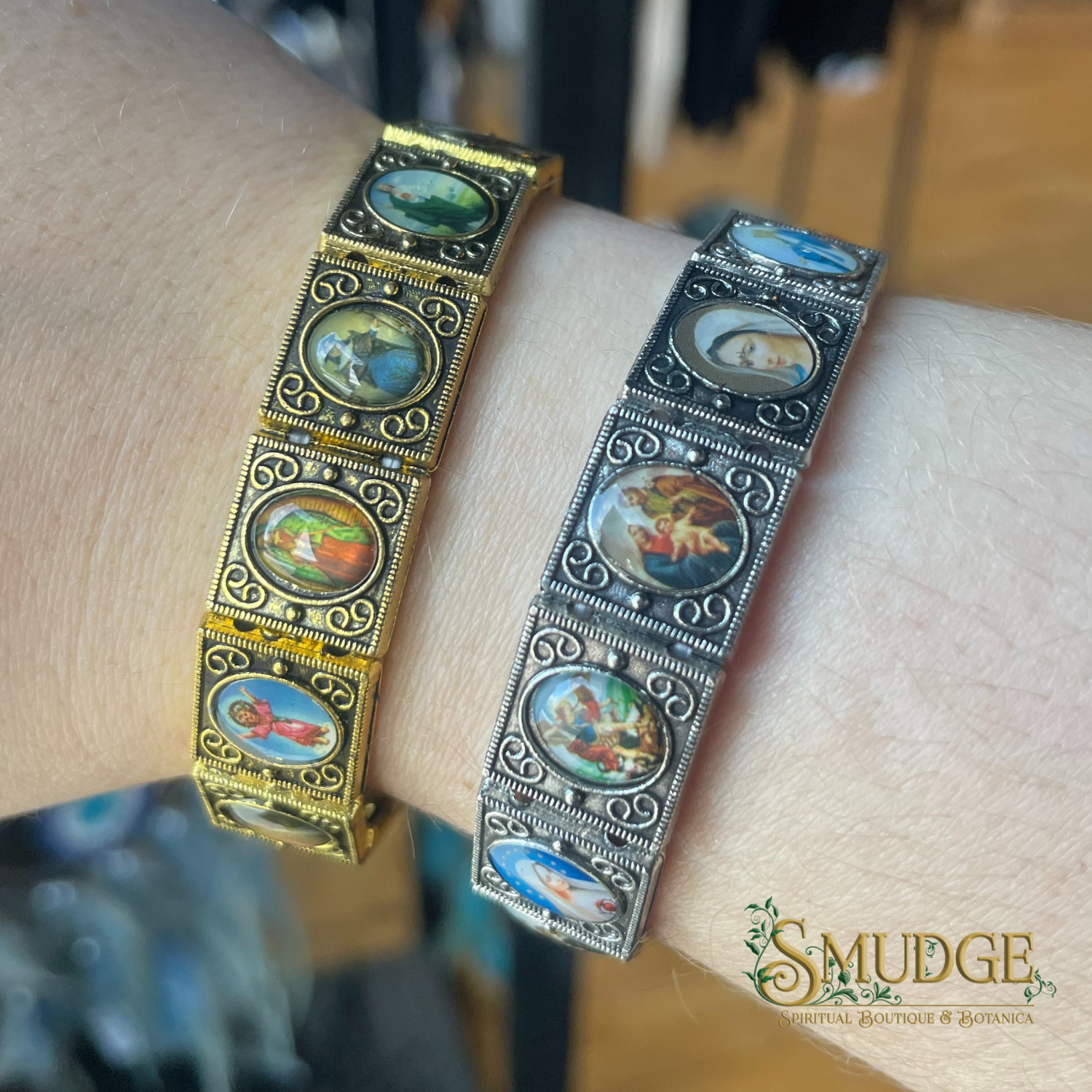 Metal Patina Saint Bracelets