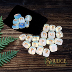 moonstone rune set with black velvet bag.