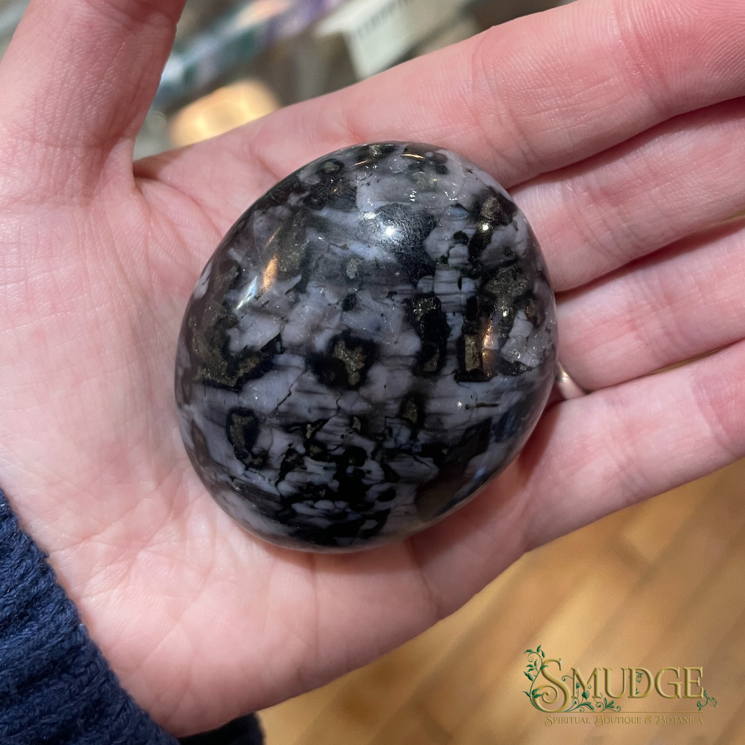 Mystic Merlinite (Indigo Gabbro) Palm Stone