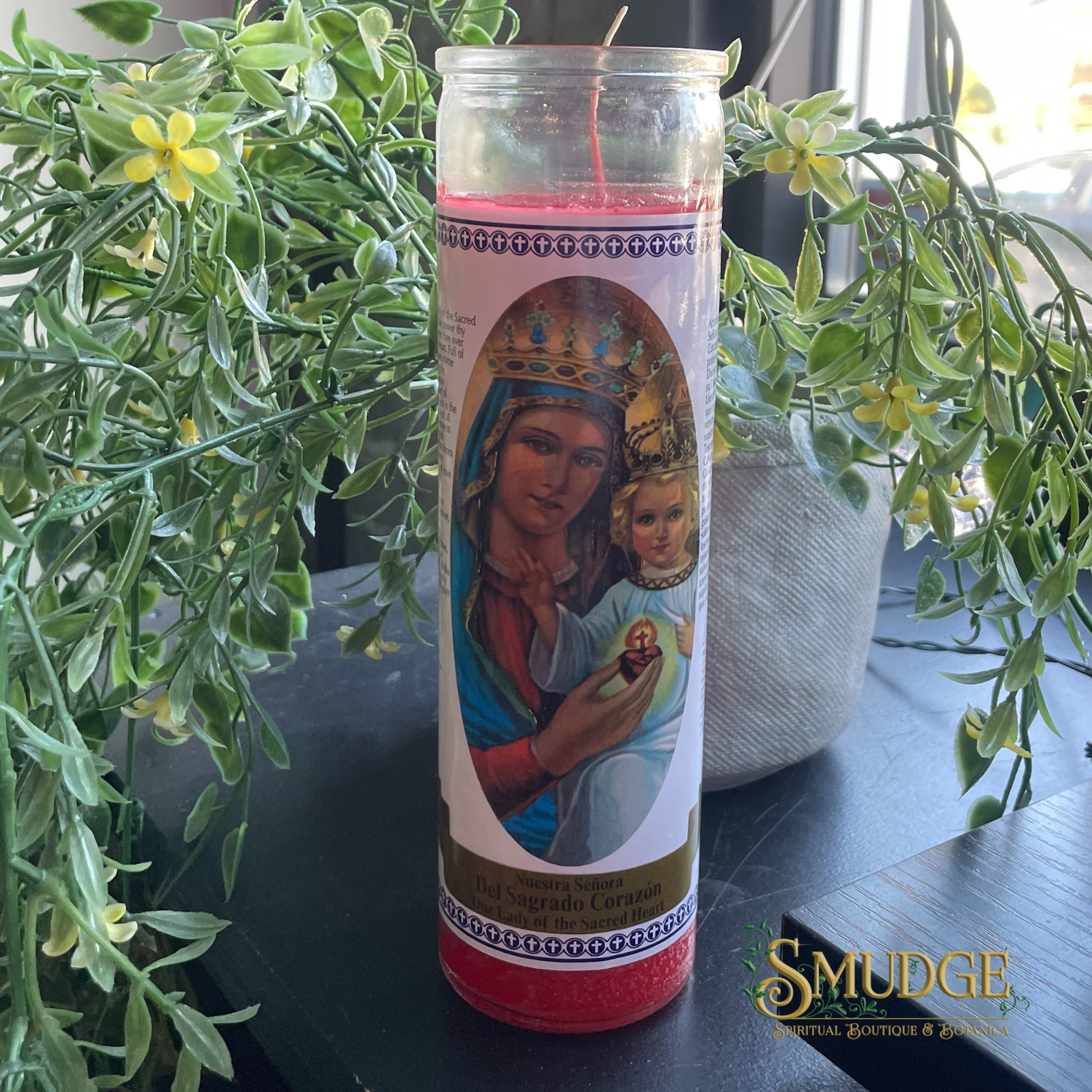 Our Lady of the Sacred Heart Mary Red Devotional Candle