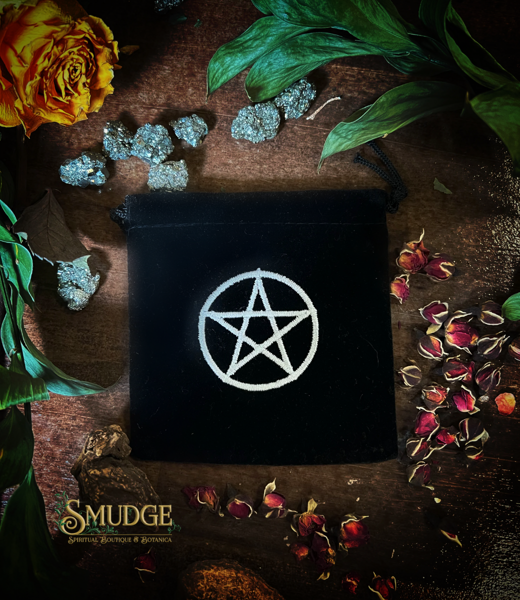 Velvet Embroidered Pentacle Mojo Bag