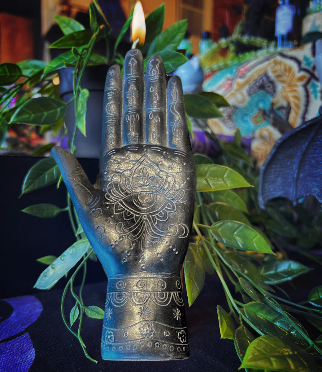Spiritual Protection Hand Candle Black