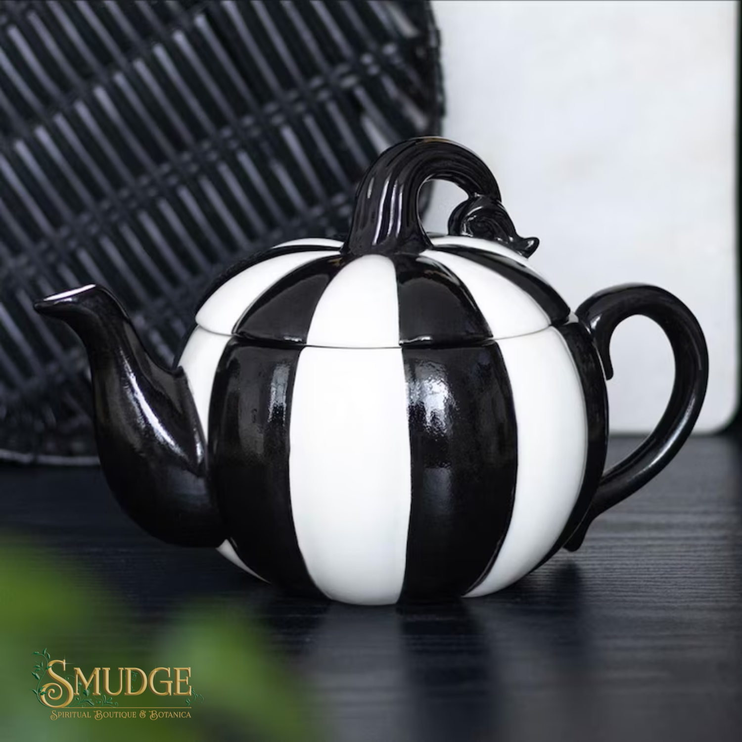 Striped Ceramic Pumpkin Teapot