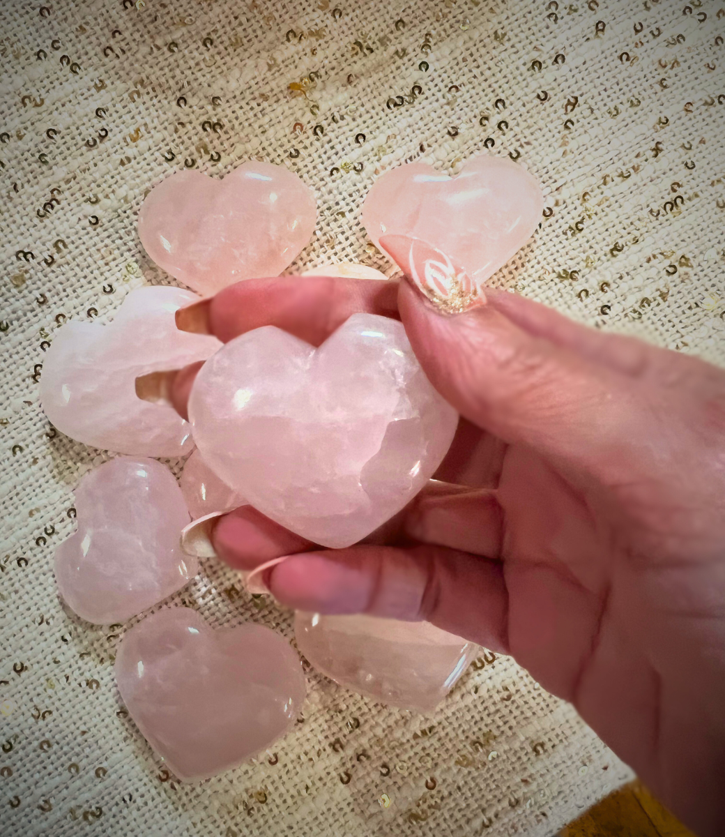 Rose Quartz Puffy Hearts