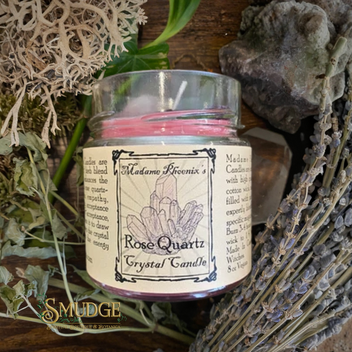 Rose Quartz Crystal Candle