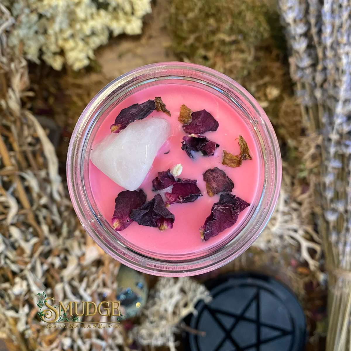 Rose Quartz Crystal Candle