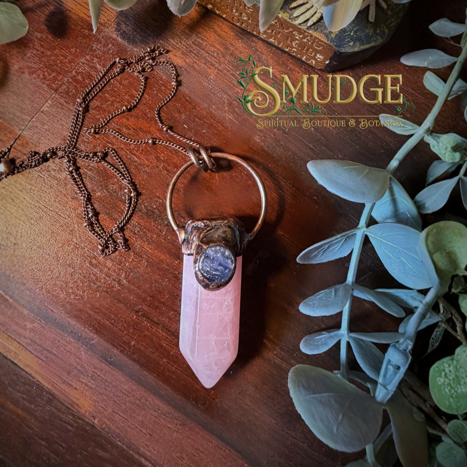 Rose Quartz & Kyanite Necklace for Peaceful Strength