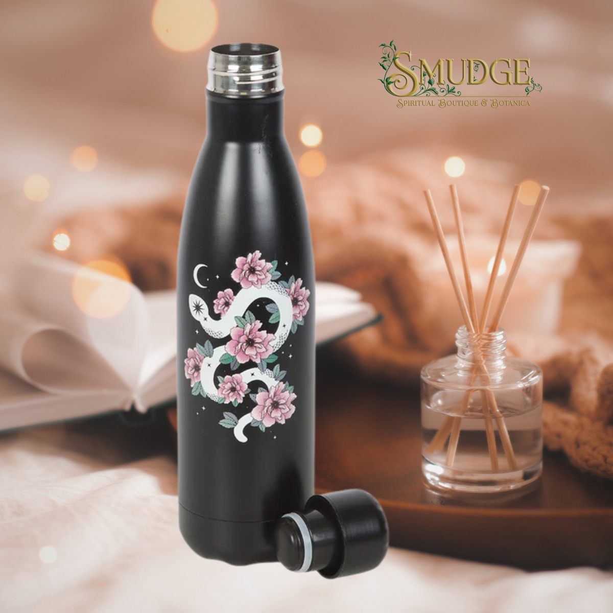 Serpentine Floral Snake Metal Water Bottle